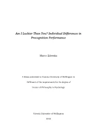 Individual Differences in Precognition Performance