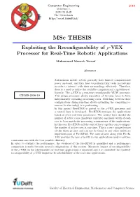Msc THESIS Exploiting the Reconﬁgurability of Ρ-VEX Processor for Real-Time Robotic Applications
