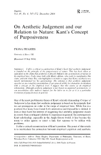 On Aesthetic Judgement and Our Relation to Nature: Kant's Concept