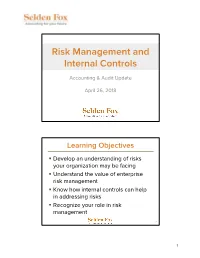 Risk Management and Internal Controls