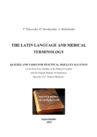 The Latin Language and Medical Terminology