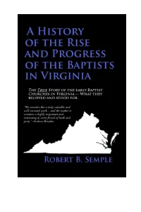 A History of the Rise and Progress of the Baptists in Virginia
