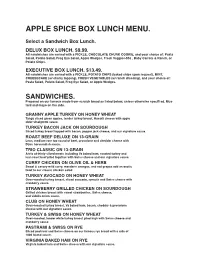 Apple Spice Box Lunch Menu