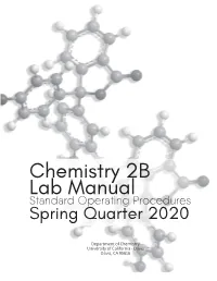 Chemistry 2B Lab Manual Standard Operating Procedures Spring Quarter 2020