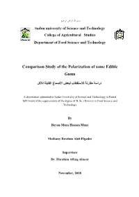 Comparison Study of the Polarization of Some Edible Gums