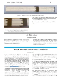 Hewlett Packard Commemorative Calculators in Memoriam