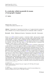 Is a Molecular Orbital Measurable by Means of Tomographic Imaging?