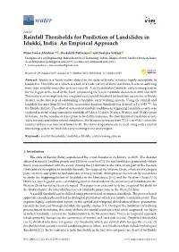 Rainfall Thresholds for Prediction of Landslides in Idukki, India: an Empirical Approach