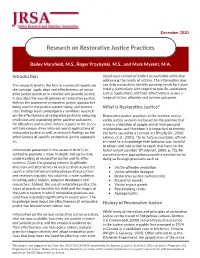Research on Restorative Justice Practices
