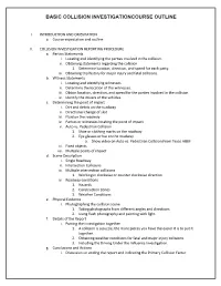 Basic Collision Investigationcourse Outline