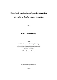 Phenotypic Implications of Genetic Interaction Networks in Saccharomyces Cerevisiae Bede Phillip Busby