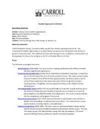 Student Organization Collection Descriptive Summary Creator