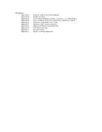 APPENDICES Appendix a Graduate Student Statistical Summary Appendix B Budget Summary Appendix C List of Special Pathways, Options, Certificates, Etc