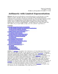 Arithmetic with Limited Exponentiation