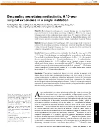 Descending Necrotizing Mediastinitis: a 10-Year Surgical Experience in a Single Institution
