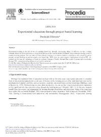 Experiential Education Through Project Based Learning