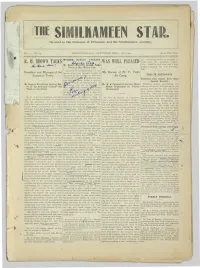 IE SIMILKAMEEN STAR. Devoted to the Interests of Princeton and the Similkameen Country
