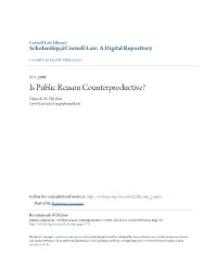 Is Public Reason Counterproductive? Eduardo M