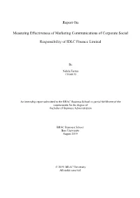 Report on Measuring Effectiveness of Marketing Communications Of