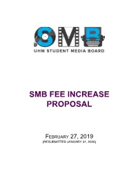 Smb Fee Increase Proposal