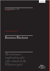 The Insurance Implications of a Cyber Attack on the US Power Grid