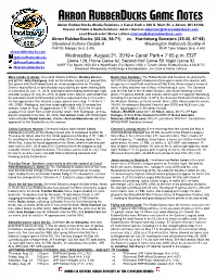 20190821 Rubberducks Game Notes