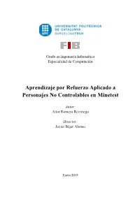Aprendizaje Por Refuerzo Aplicado a Personajes No Controlables En Minetest