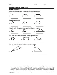 At-Home Practice 9 Polygons Determine Whether Each Figure Is a Polygon