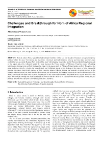 Challenges and Breakthrough for Horn of Africa Regional Integration