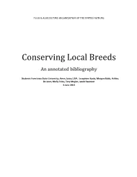 Conserving Local Breeds an Annotated Bibliography