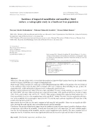 Incidence of Impacted Mandibular and Maxillary Third Molars: a Radiographic Study in a Southeast Iran Population