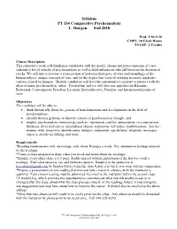 Syllabus PT 154 Comparative Psychoanalysis T. Morgan Fall 2018