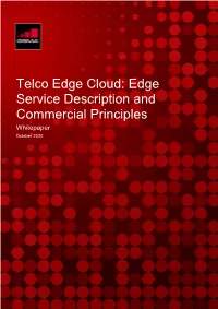 Telco Edge Cloud: Edge Service Description and Commercial Principles Whitepaper October 2020