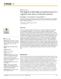 The Degree of Altriciality and Performance in a Cognitive Task Show Correlated Evolution