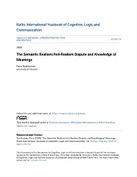 The Semantic Realism/Anti-Realism Dispute and Knowledge of Meanings