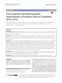 Travel Patterns and Demographic Characteristics of Malaria Cases In