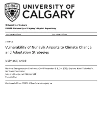 Vulnerability of Nunavik Airports to Climate Change and Adaptation Strategies