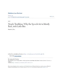 Why the Speech Act Is Mostly Bark, with Little Bite