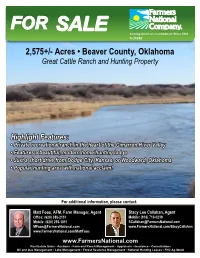 Acres • Beaver County, Oklahoma Great Cattle Ranch and Hunting Property