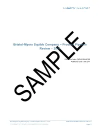 Bristol-Myers Squibb Company – Product Pipeline Review – 2014