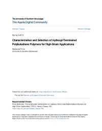 Characterization and Selection of Hydroxyl-Terminated Polybutadiene Polymers for High-Strain Applications