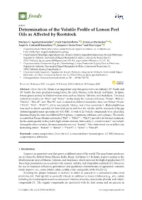 Determination of the Volatile Profile of Lemon Peel Oils As Affected By