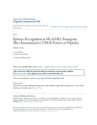 Epitope Recognition in HLA-DR3 Transgenic Mice Immunized to TSH-R Protein Or Peptides Hidefumi Inaba