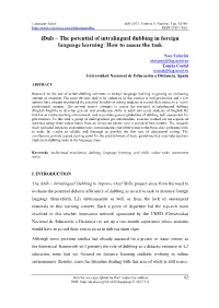 Idub – the Potential of Intralingual Dubbing in Foreign Language Learning: How to Assess the Task