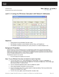 Lab 5.1.4 Using the Windows Calculator with Network Addresses