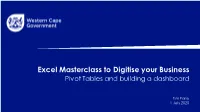 Microsoft Excel • Pivottables • Dashboards 3