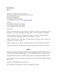 Robert Fishman Curriculum Vitae Page 1 Professor of Architecture and Urban Planning the Taubman College of Architecture and Urba