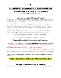 SUMMER READING ASSIGNMENT SPANISH 4 & AP STUDENTS Recommended Books with Reading Levels