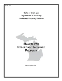 2013, Manual for Reporting Unclaimed Property