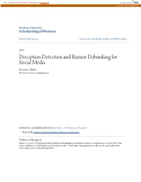 Deception Detection and Rumor Debunking for Social Media Victoria L